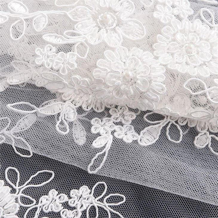 Handmade Beaded Cord Lace Fabric