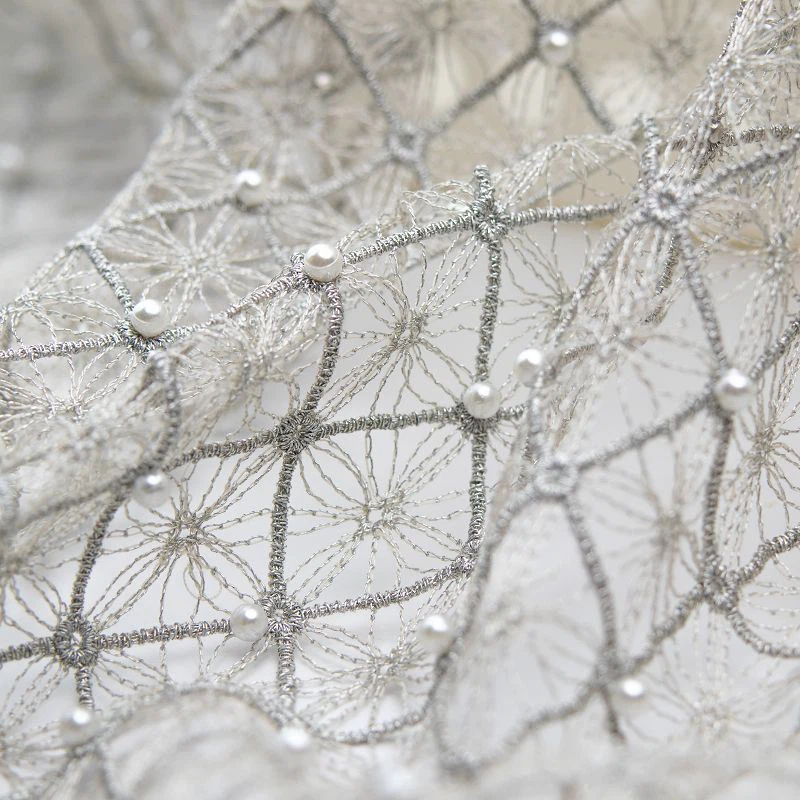 Metallic Yarn Guipure Lace Fabric