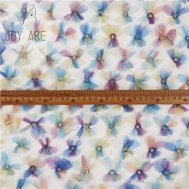 3D Ribbon Embroidery Tulle Fabric