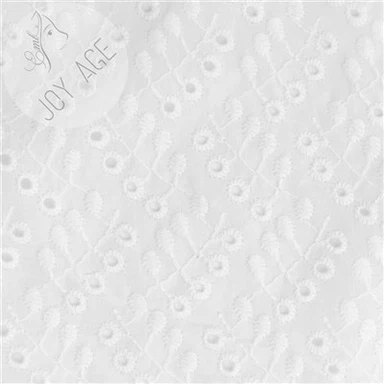White Cotton Voile Embroidery Dyeable Floral Dress Fabric