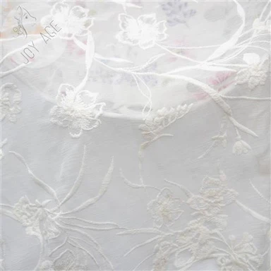 Silky Chiffon With Delicate Orchid Embroidery Fabric