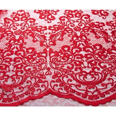 Latest Design Rayon Embroidery Lace Fabric Dress Tulle Fabric For Evening Gown