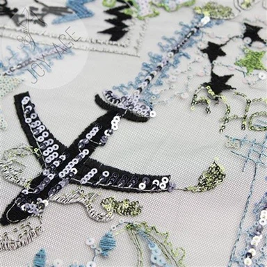 Different Element Design Sequin Embroidered Fabric