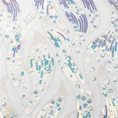 Multi Coloured spangle fabric with beads