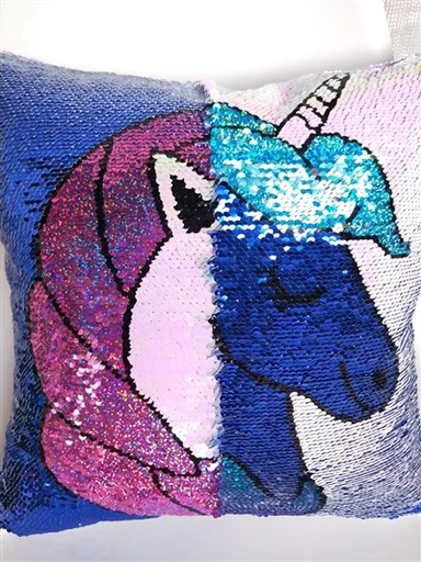 Unicorn Magic Sequin Stitched Plush Pillow With Multiple Colors